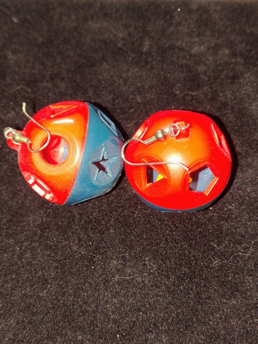 Vintage Tupperware Shape‑O‑Ball Keychain Earrings – Retro Toy Dangle Jewelry